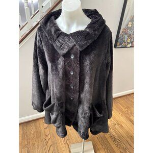 CANNISSE Faux Fur Swing Jacket Coat Black Grey Printed Size 2 (6-8)